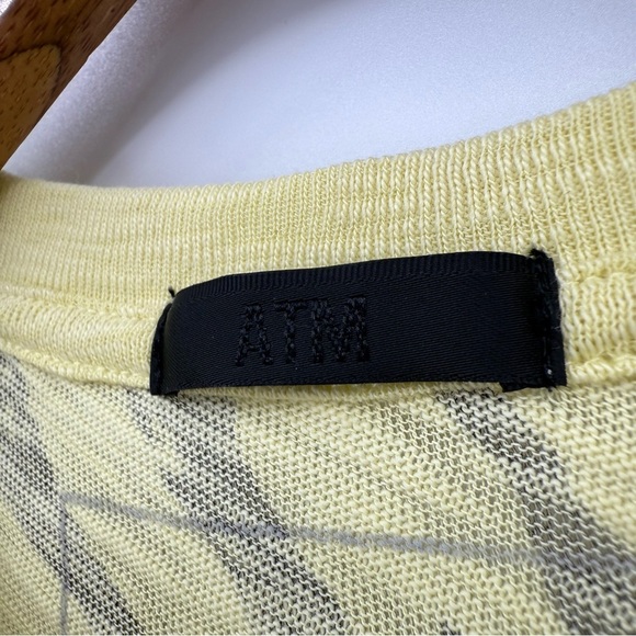 ATM Zebra Print Slub Jersey Schoolboy Crew Tee in Yellow Black Size M - Picture 5 of 11